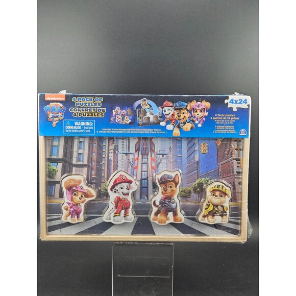 Paw Patrol The Movie 4-Pack Of Wooden Puzzles With Jumping Characters & 24-Piece - Picture 1 of 10